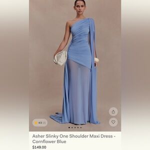 Slinky One Shoulder Maxi Dress - Cornflower Blue